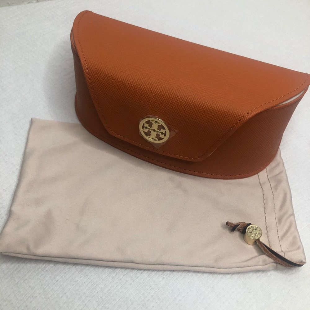 Tory Burch Faux Leather Orange Sunglasses Case